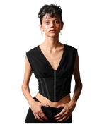 Affair Corset With High Waisted Pants - Black