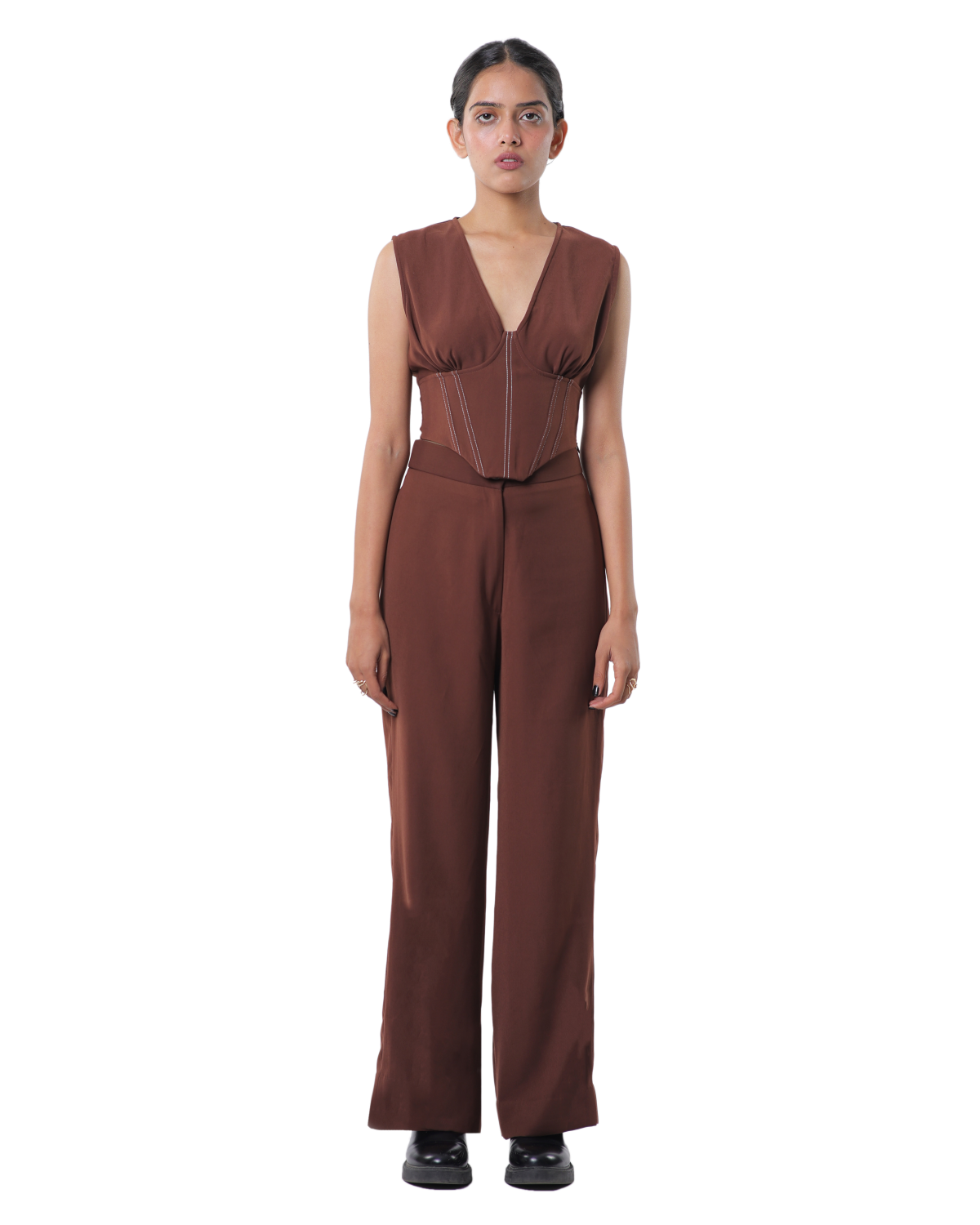 High Waisted Pants - Brown