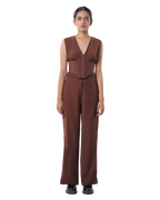 Affair Corset With High Waisted Pants - Brown