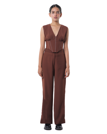 High Waisted Pants - Brown