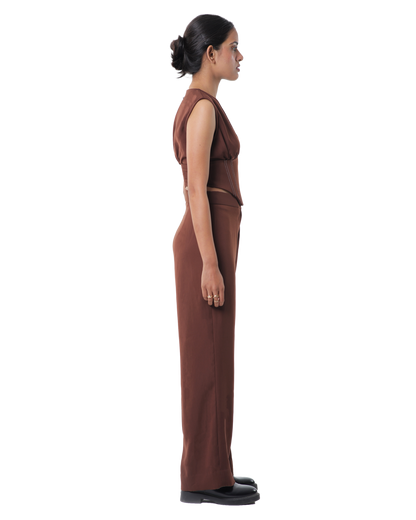 High Waisted Pants - Brown