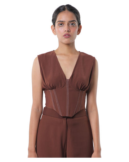 High Waisted Pants - Brown