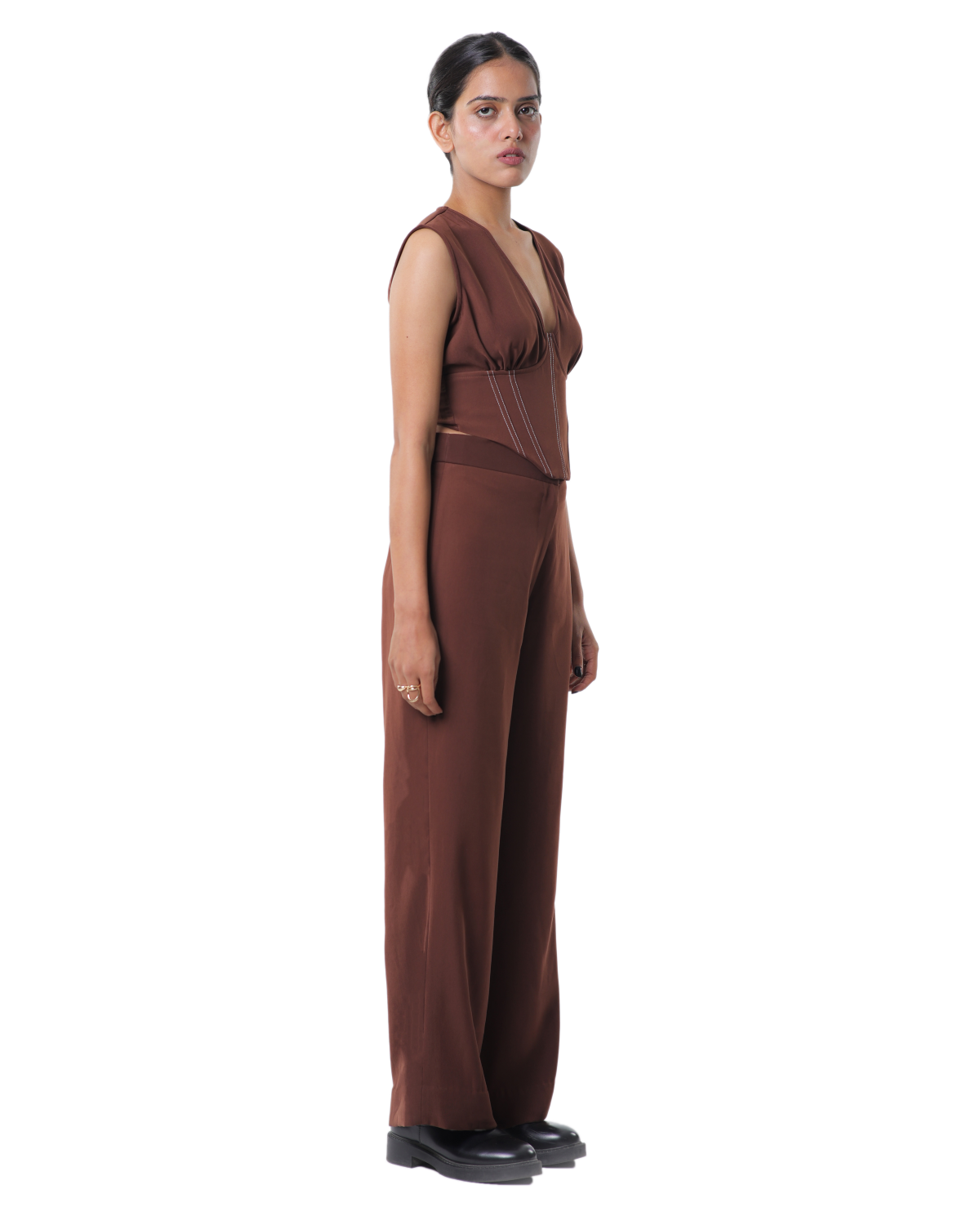 High Waisted Pants - Brown