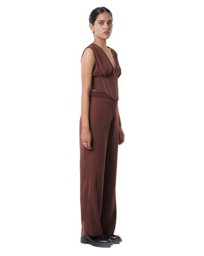High Waisted Pants - Brown