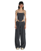 Bunny Ears Corset With Angle Fly Pants - Dark Grey