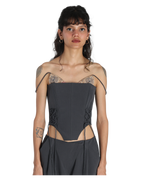 Bunny Ears Corset With Angle Fly Pants - Dark Grey