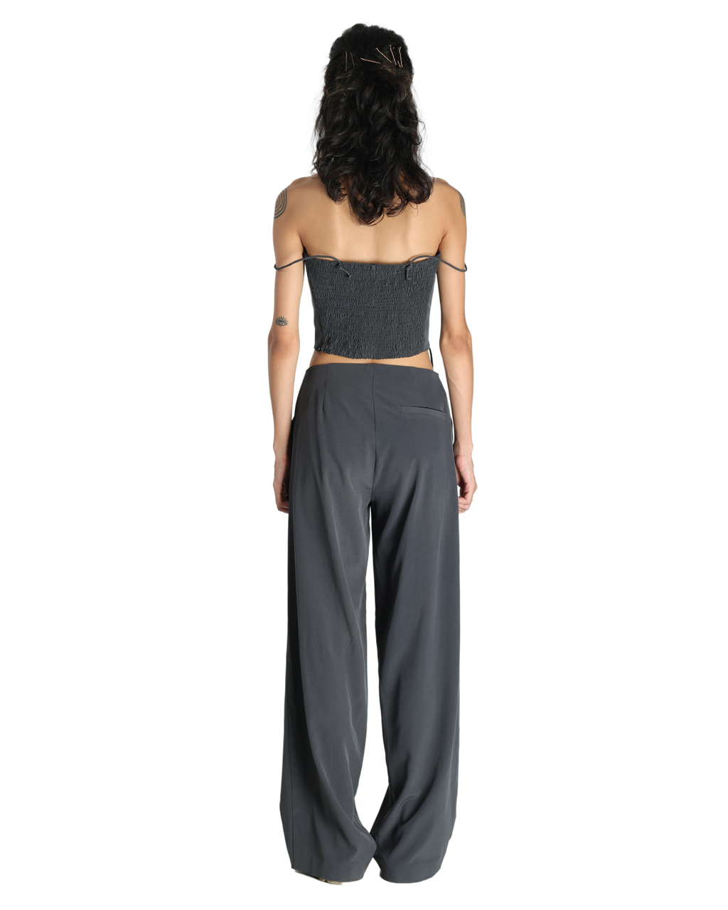 Bunny Ears Corset With Angle Fly Pants - Dark Grey