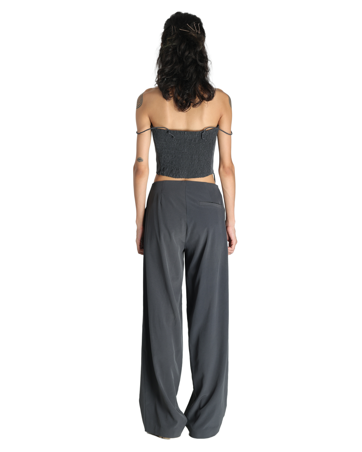 Bunny Ears Corset With Angle Fly Pants - Dark Grey