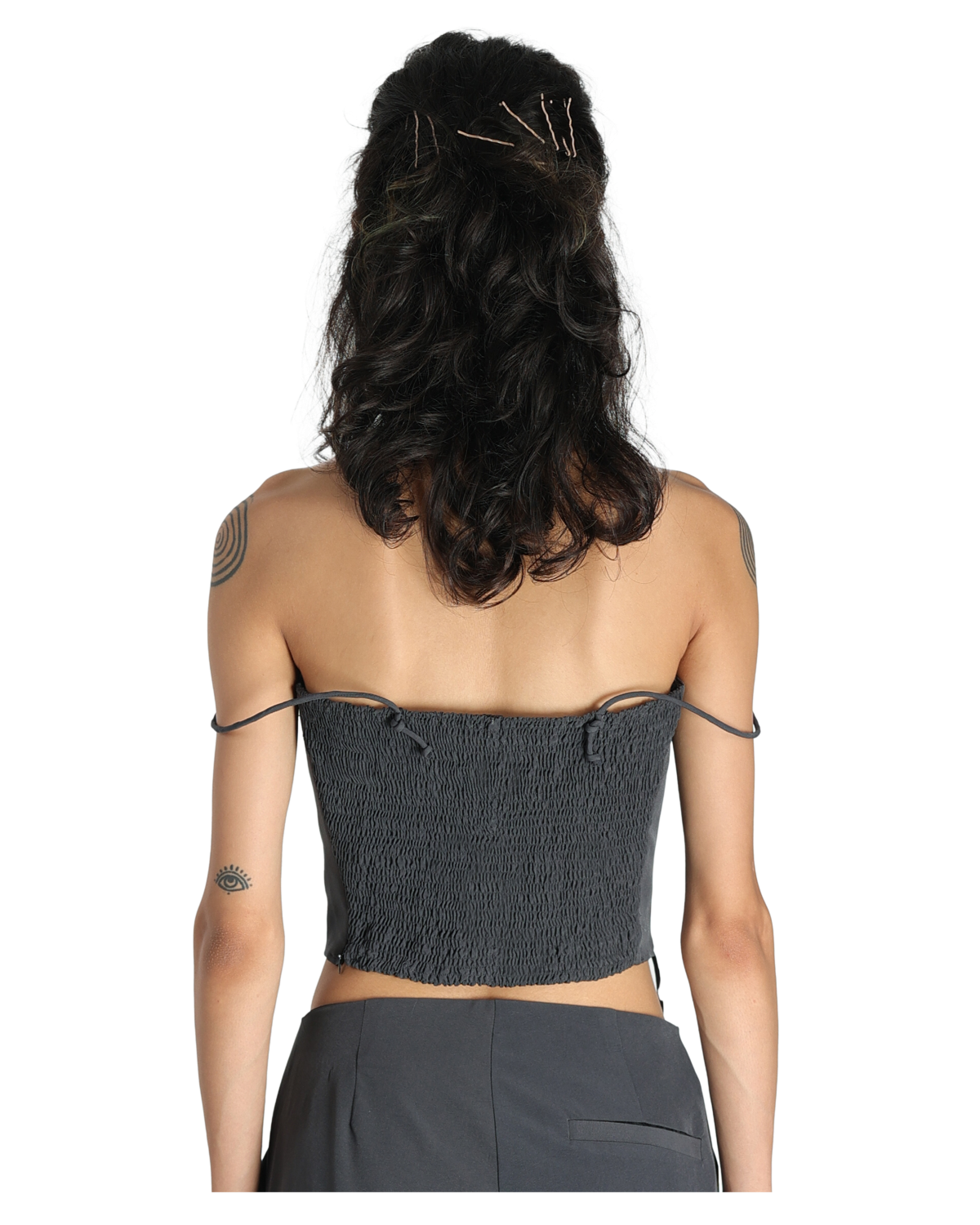 Bunny Ears Corset With Angle Fly Pants - Dark Grey