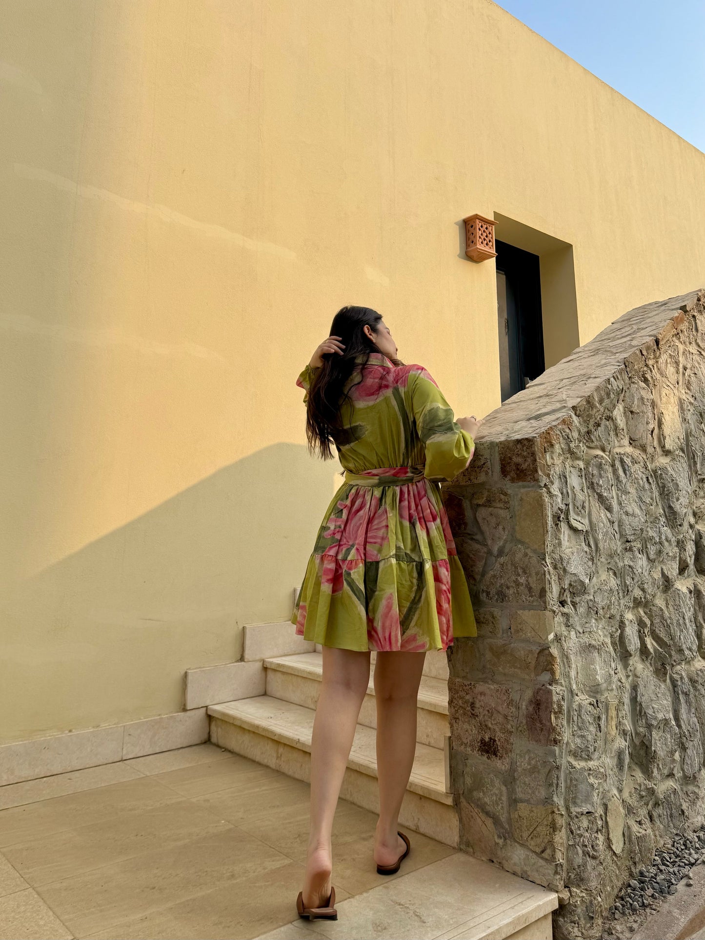 Rosabella Dress in Tuscan Olive Print