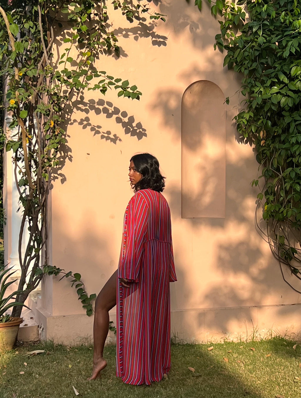 Kaftaan with Drawstring Waist - Candy Stripes