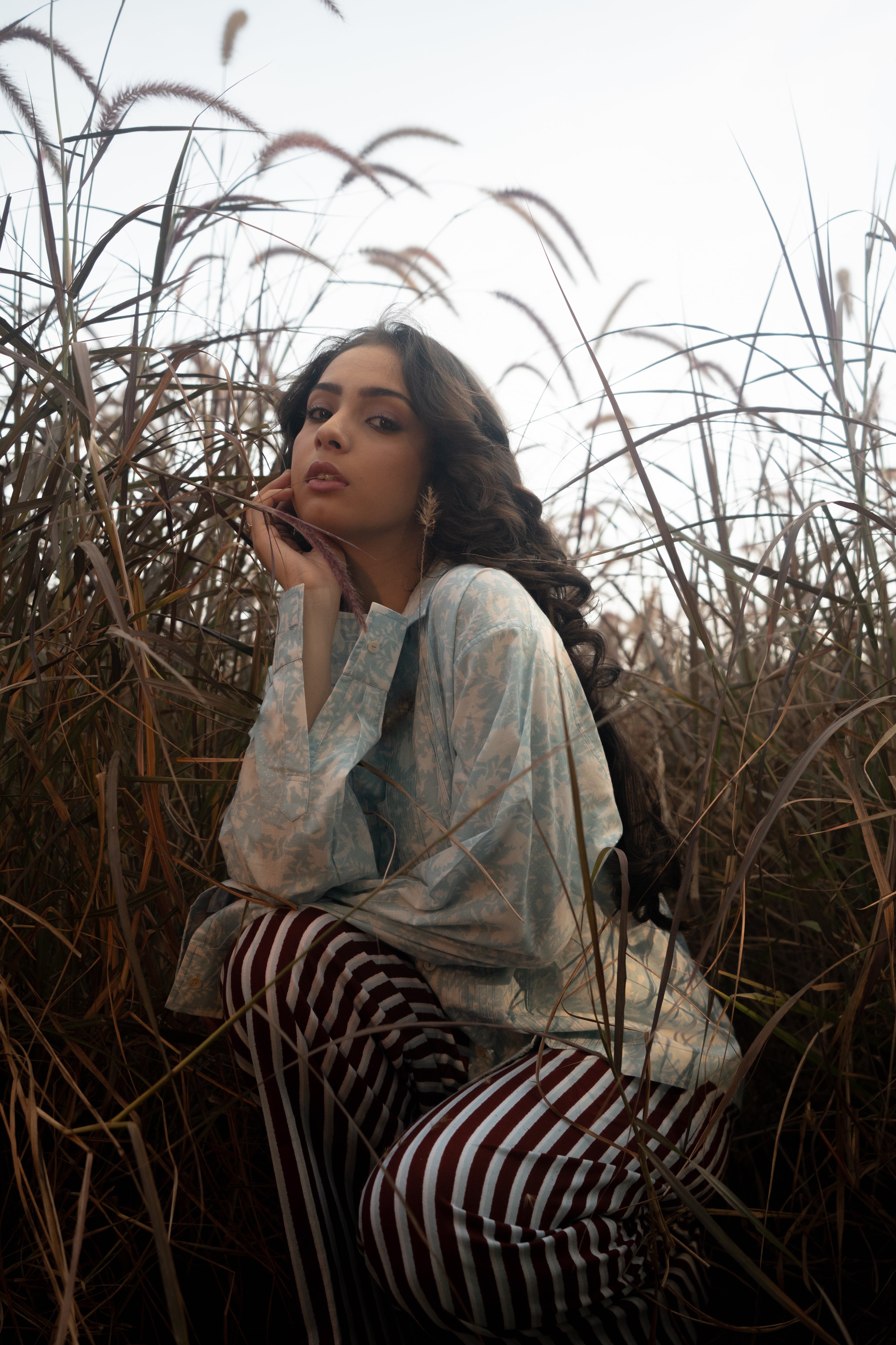 Kiro Cuban Collar Shirt - Sky