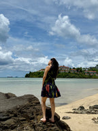 Positano Dress in Sorrento Bloom Print (Endless Blue)