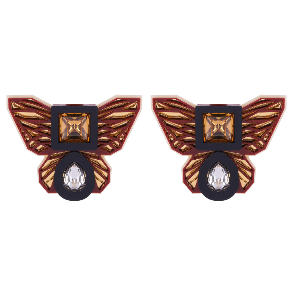 BUTTERFLY STUDS IN BROWN