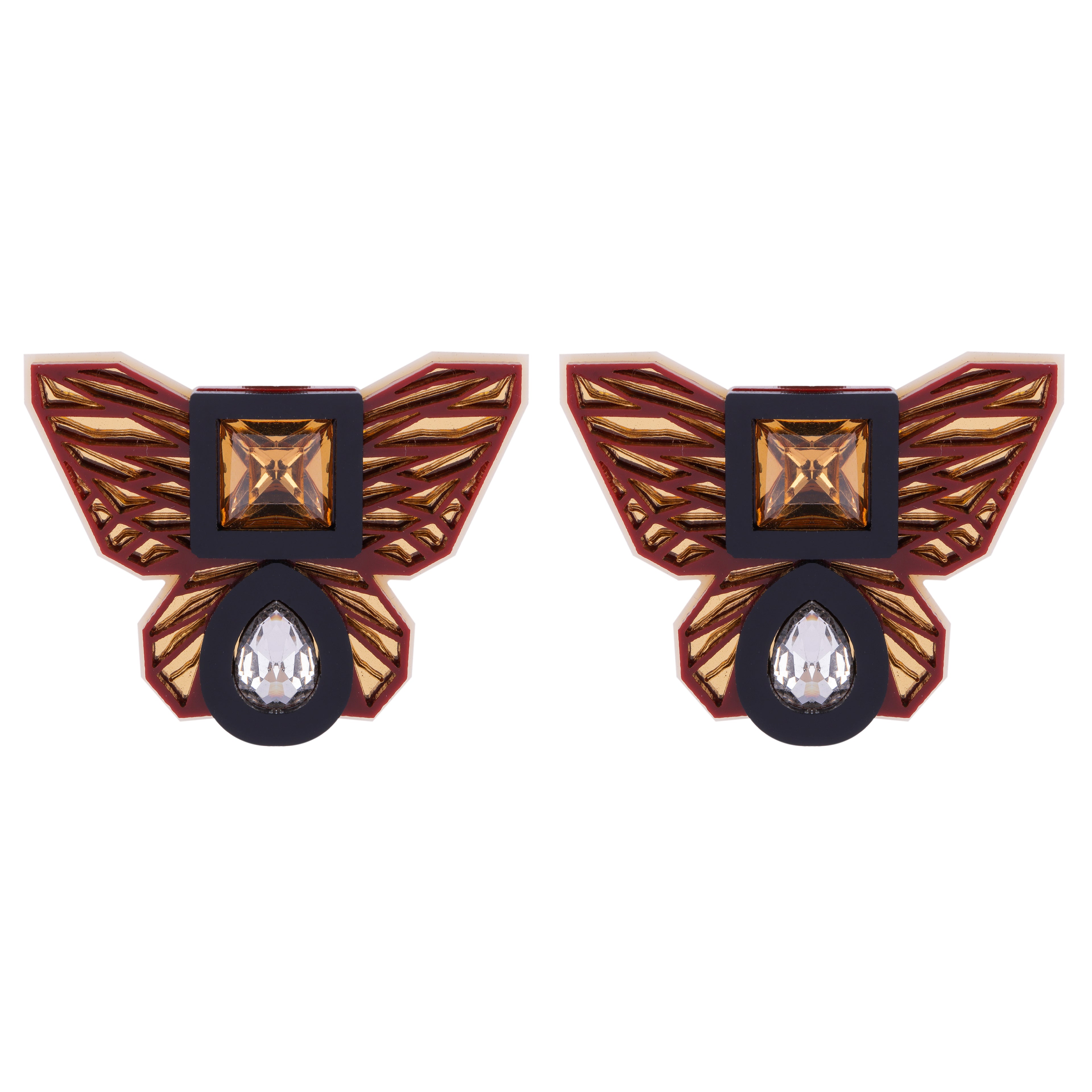 BUTTERFLY STUDS IN BROWN