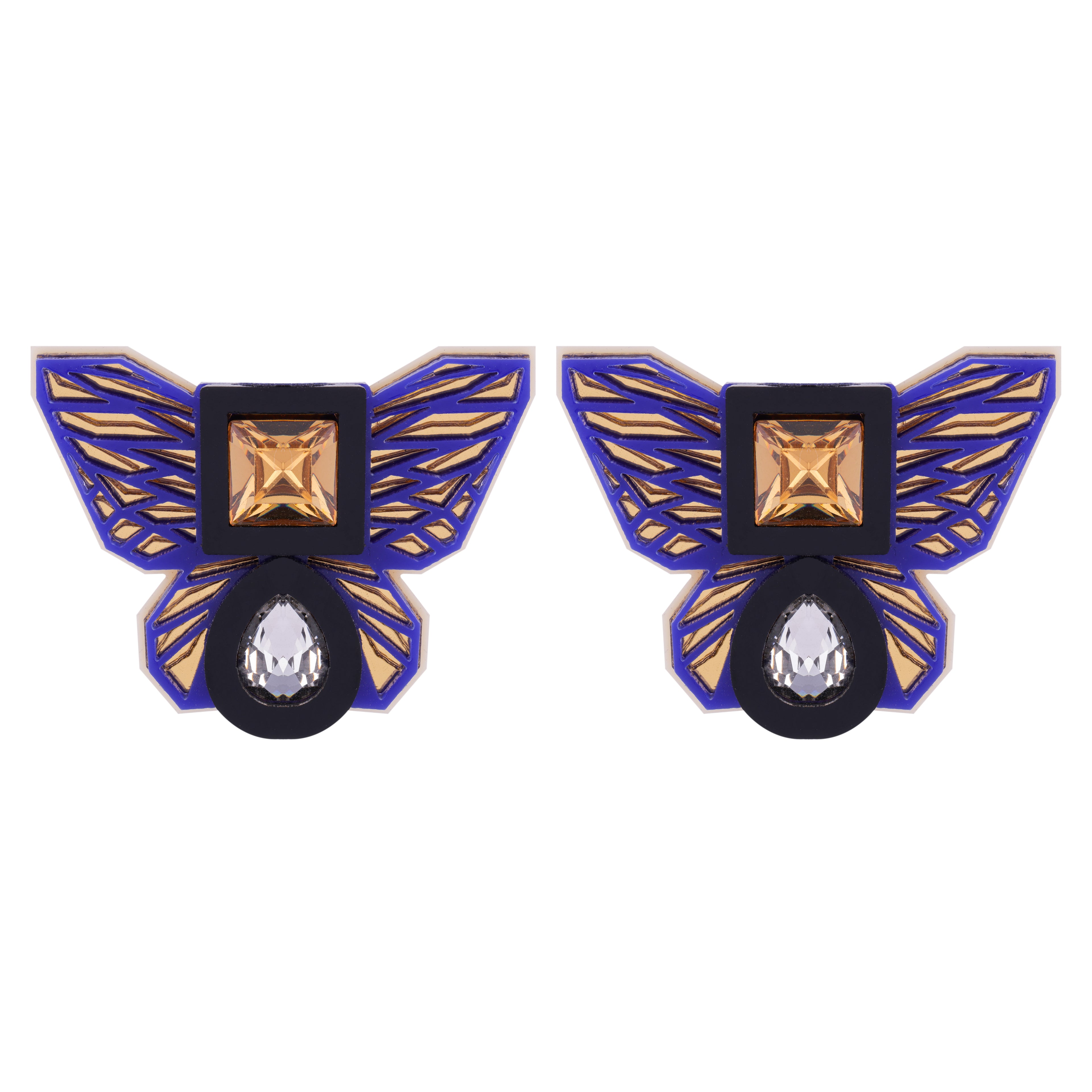BUTTERFLY STUDS IN COBALT BLUE