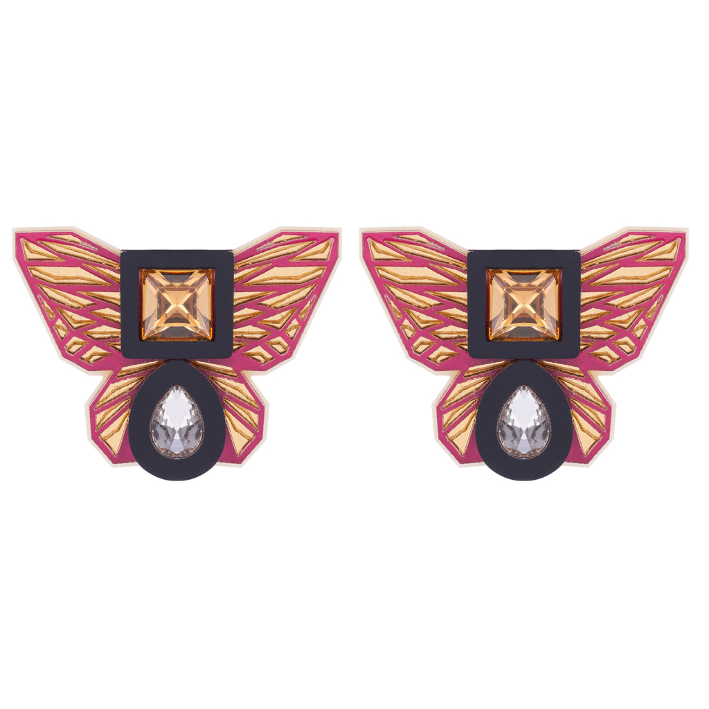 BUTTERFLY STUDS IN MAJENTA