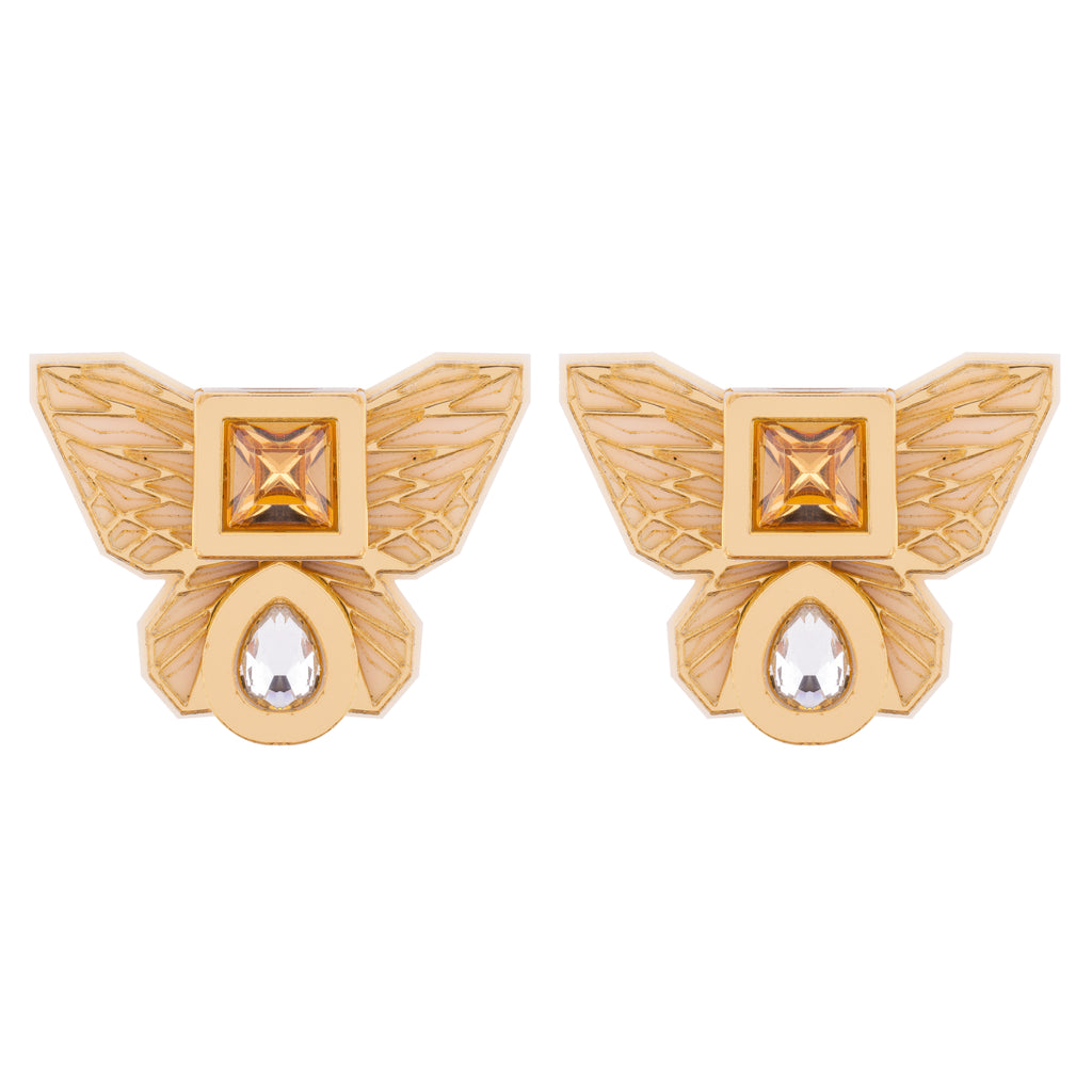 BUTTERFLY STUDS IN CREME