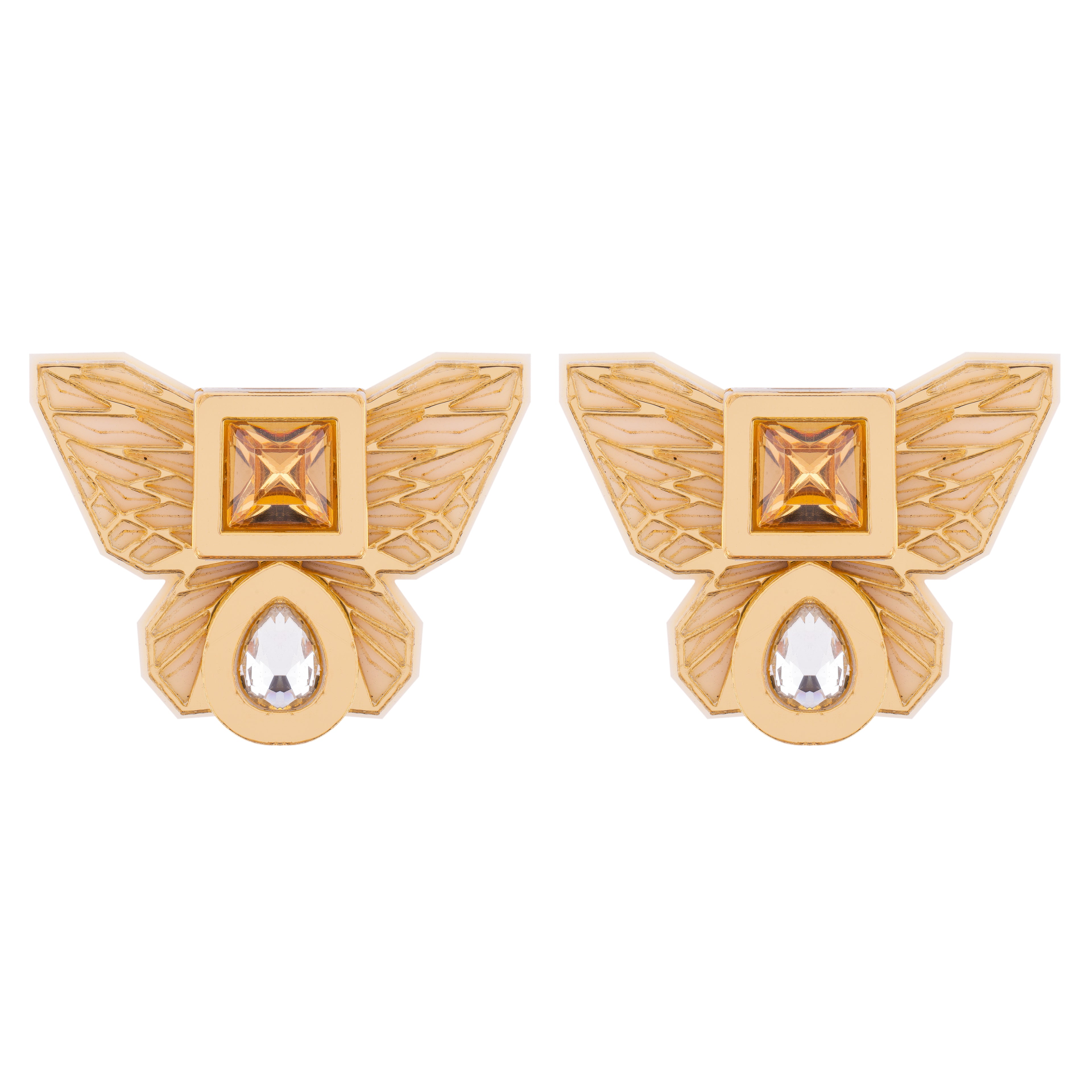 BUTTERFLY STUDS IN CREME