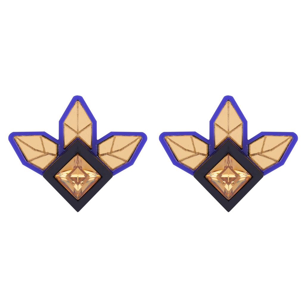 TRILLIUM STUDS IN COBALT BLUE