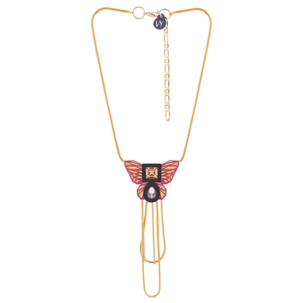 THE BUTTERFLY NECKLACE IN MAJENTA