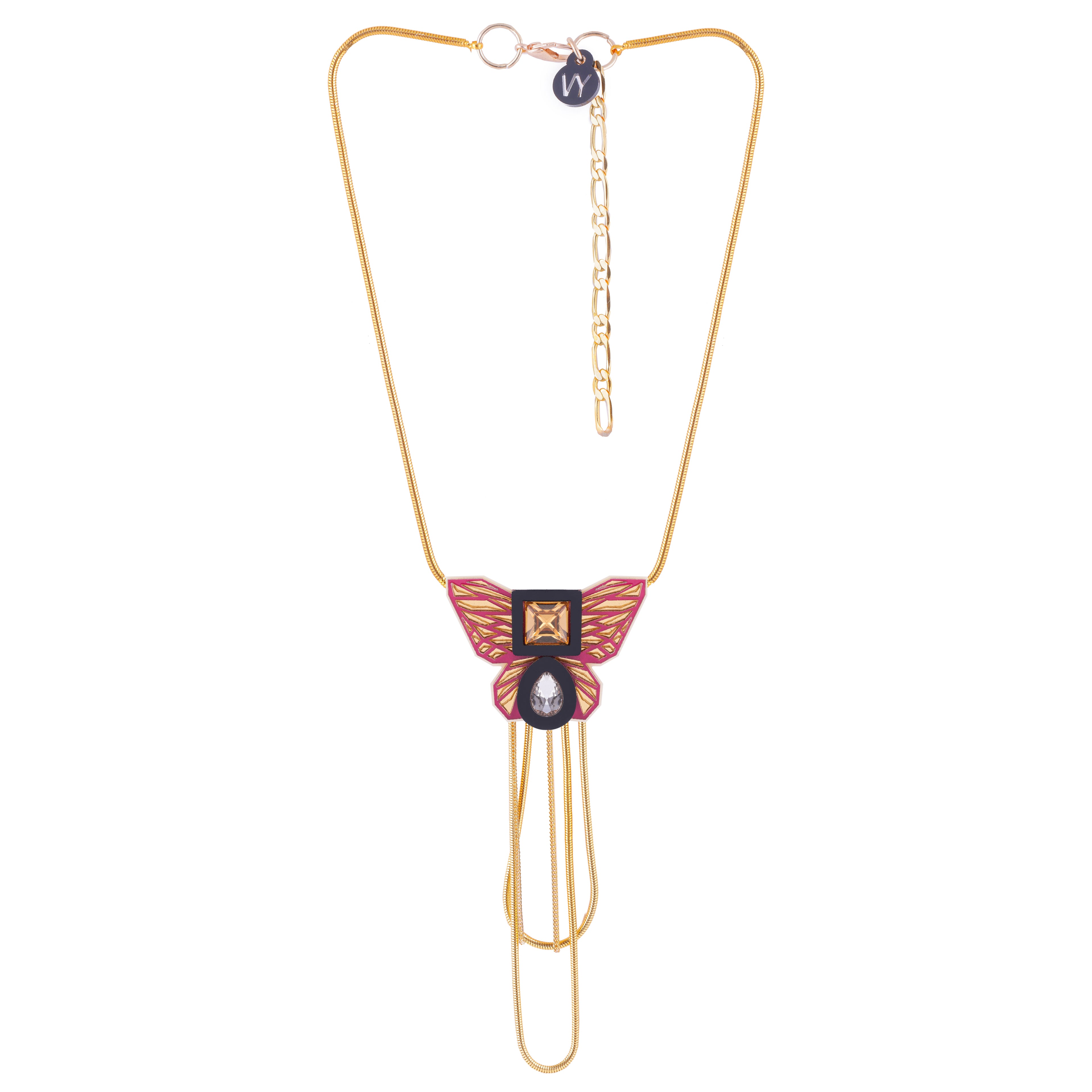 THE BUTTERFLY NECKLACE IN MAJENTA