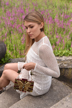 BUTTERFLY STUDS IN BROWN