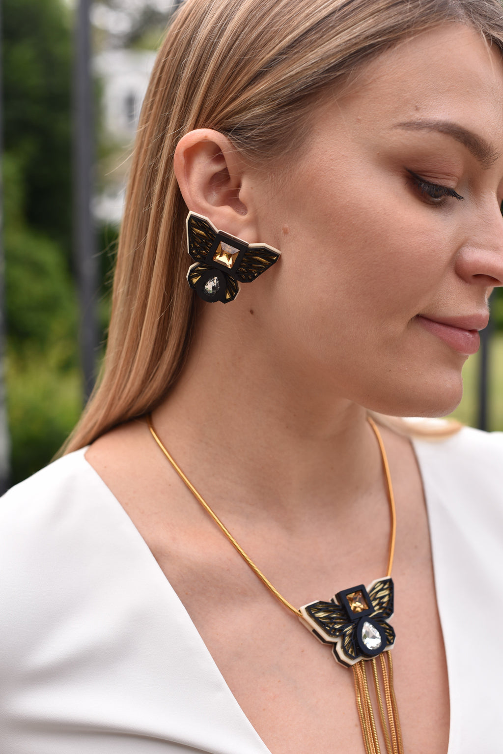 BUTTERFLY STUDS IN BLACK