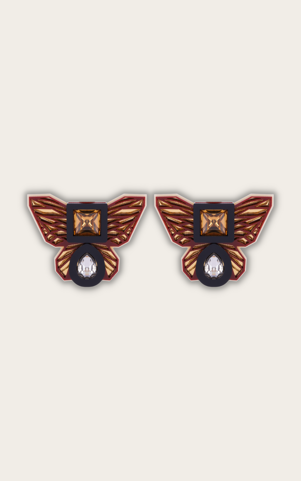 BUTTERFLY STUDS IN BROWN