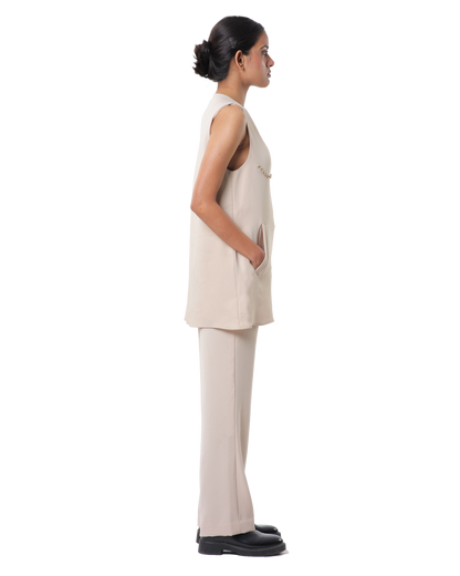 Dot Dress With Pants - Cream