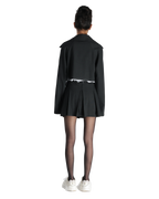 Box Swirl Skirt With Unfinished Cropped Blazer - Dark Grey