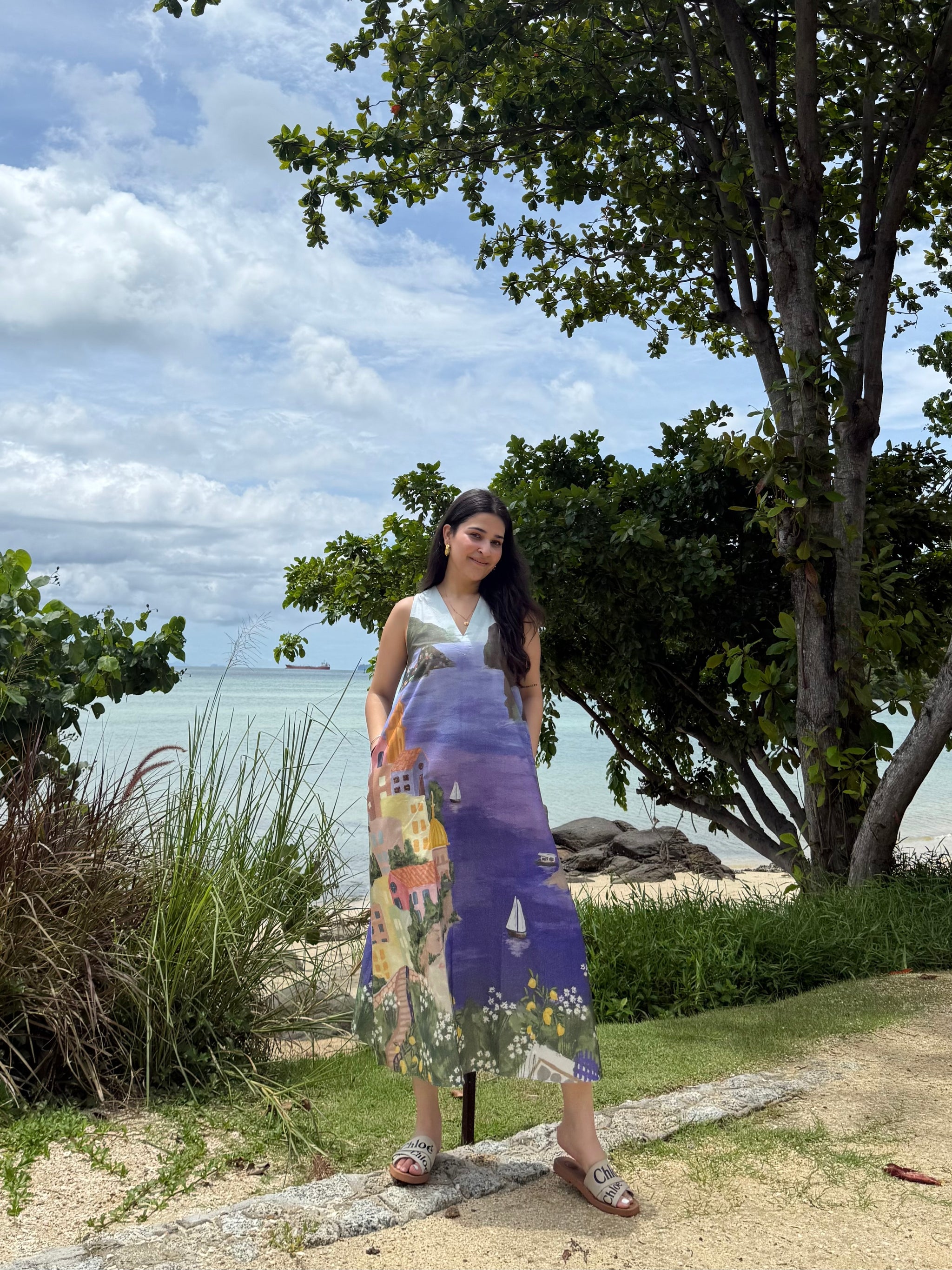 Hibiscus Dress in Coastal Serenade Print