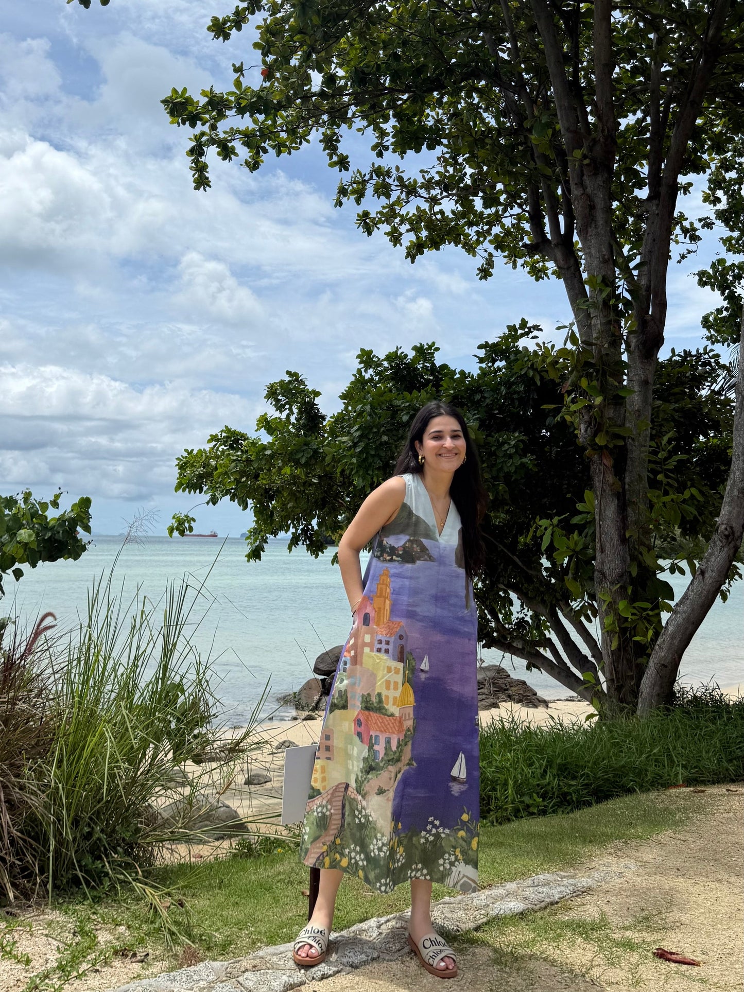 Hibiscus Dress in Coastal Serenade Print