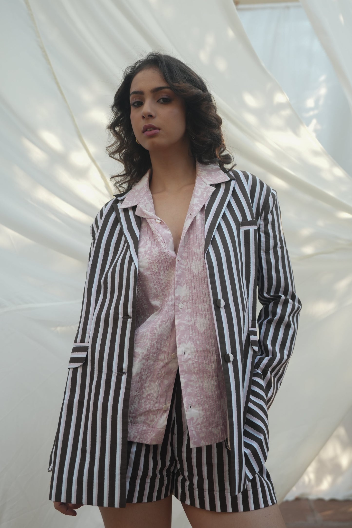 Kiro Cuban Collar Shirt - Blush Pink