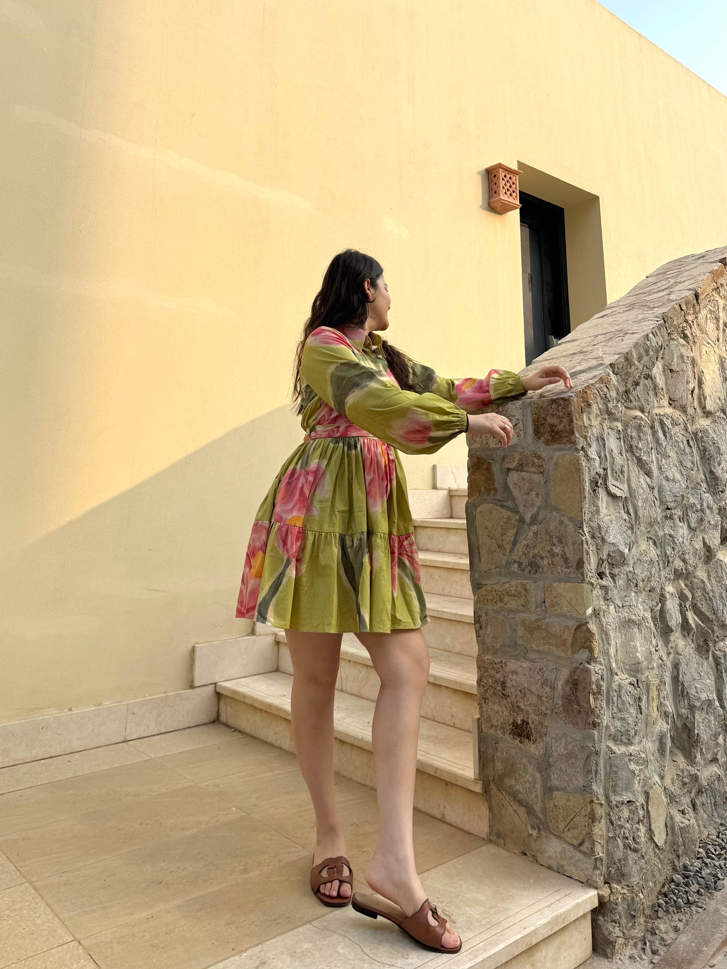 Rosabella Dress in Tuscan Olive Print