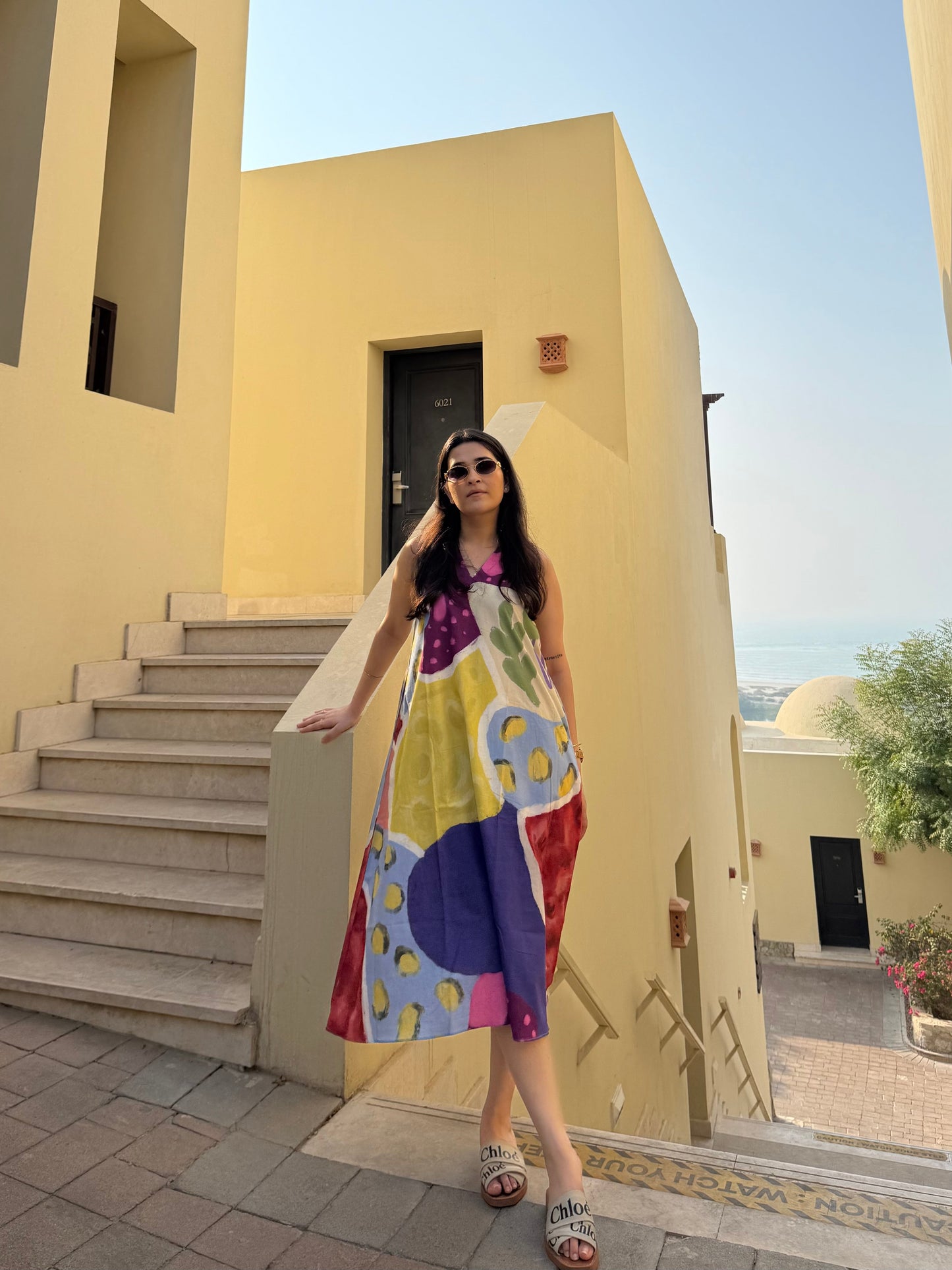 Hibiscus Dress in Florentine Mosaic Print