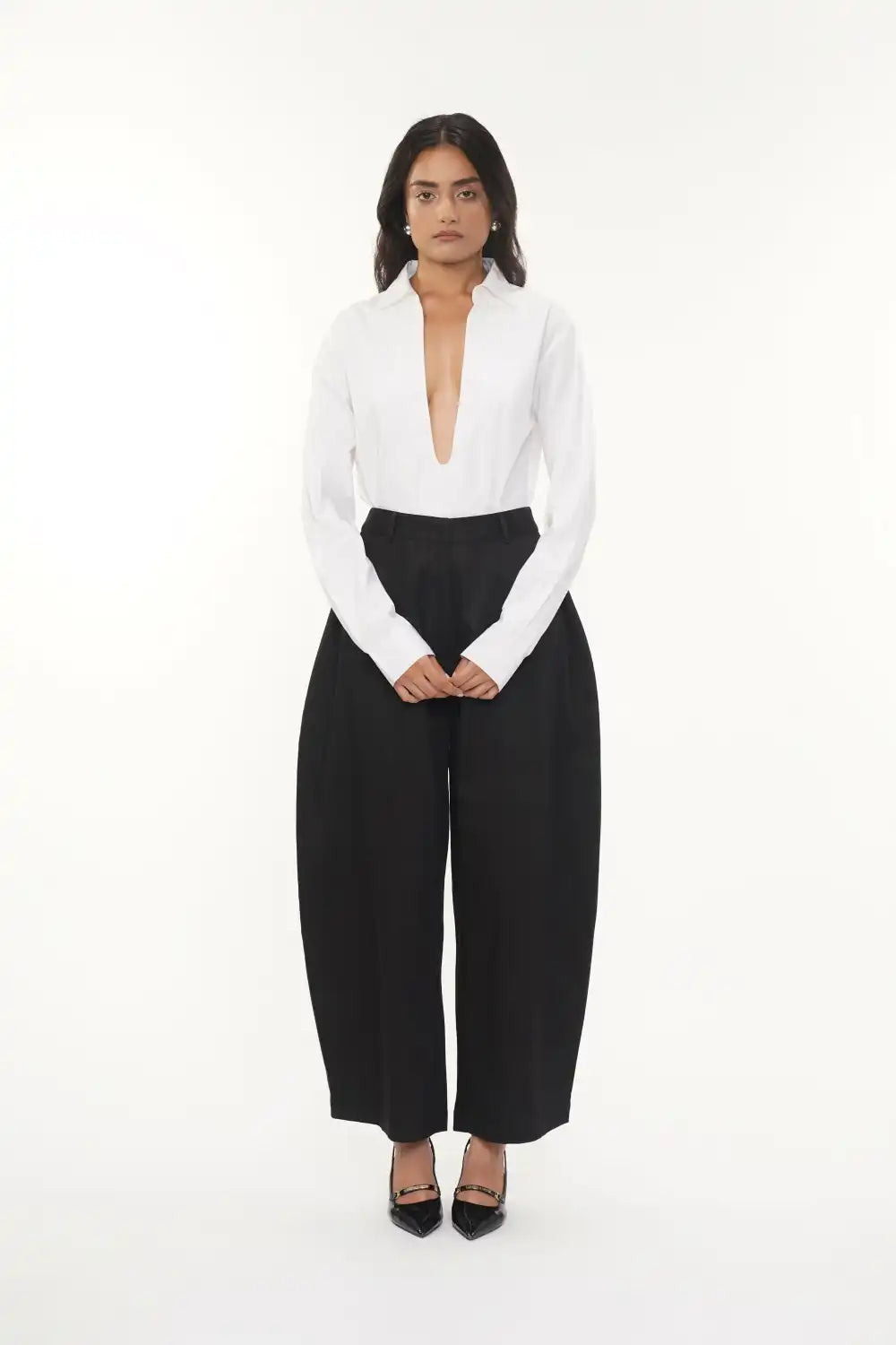 Barrey Black Cotton Pant