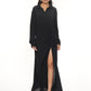 Theo Black Crepe Slit Dress