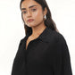 Theo Black Crepe Slit Dress