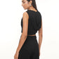 Alison Black Rouched Georgette Hood Top