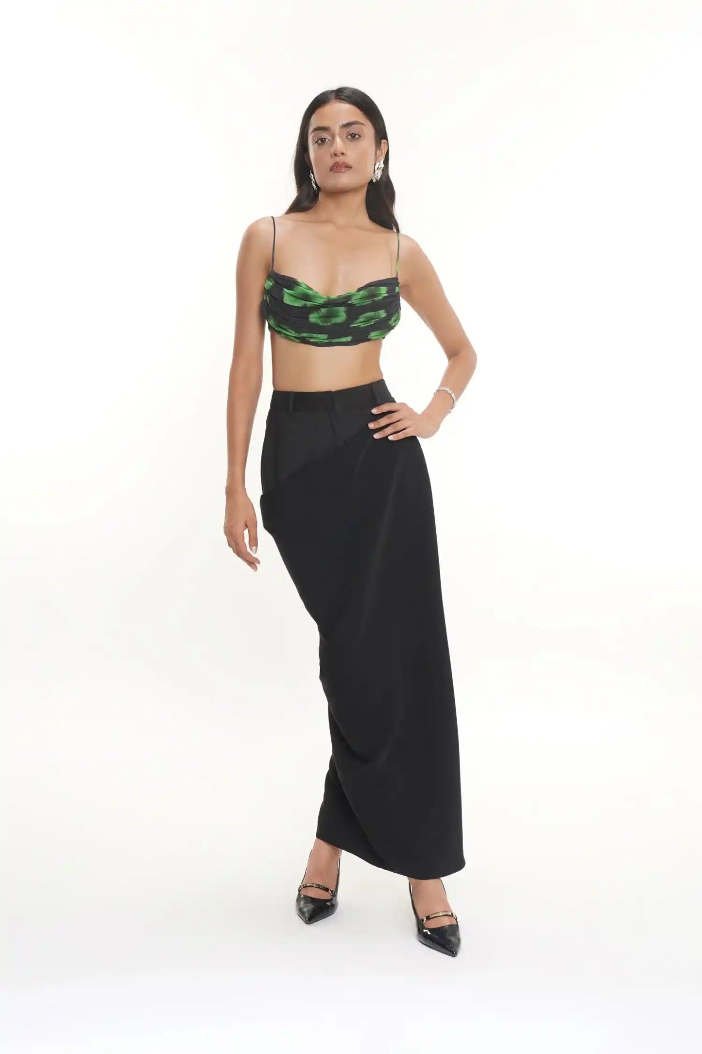 Ari Black Banana Crepe Cotton Twill Skirt