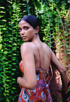 Cayenne Wave Ruched Bust Slip Dress