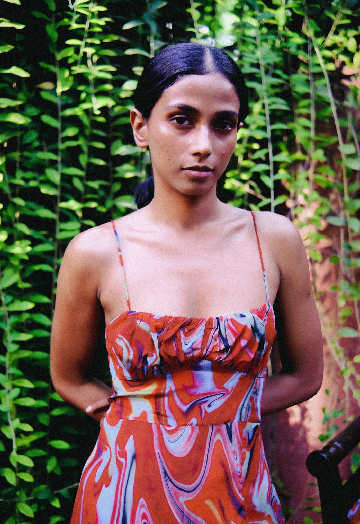 Cayenne Wave Ruched Bust Slip Dress