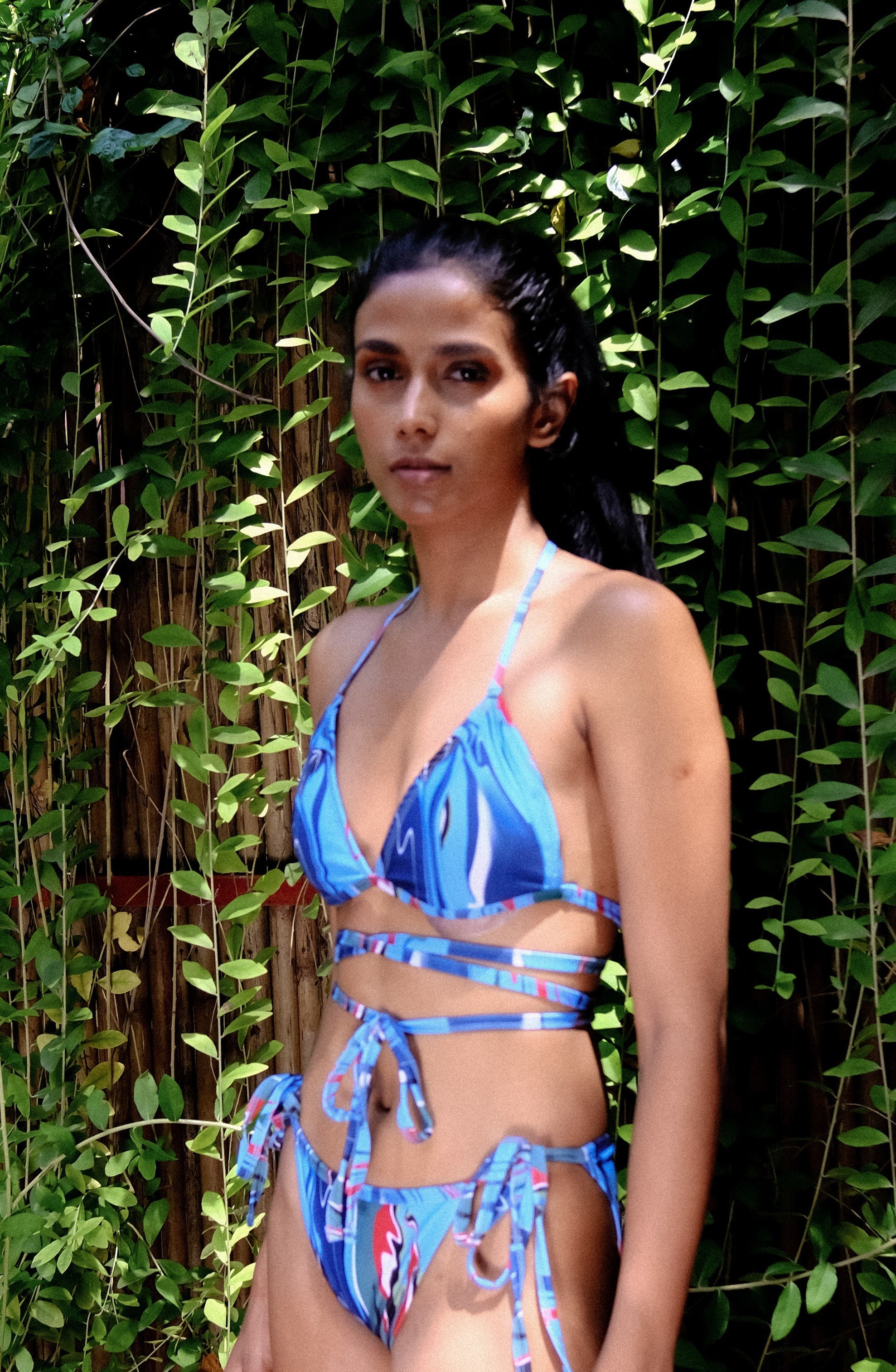 Cosmic Wave Triangle Bikini Top with Wrap Around String