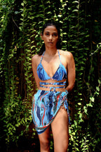 Cosmic Wave Triangle Bikini Top with Wrap Around String