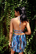 Cosmic Wave Triangle Bikini Top with Wrap Around String