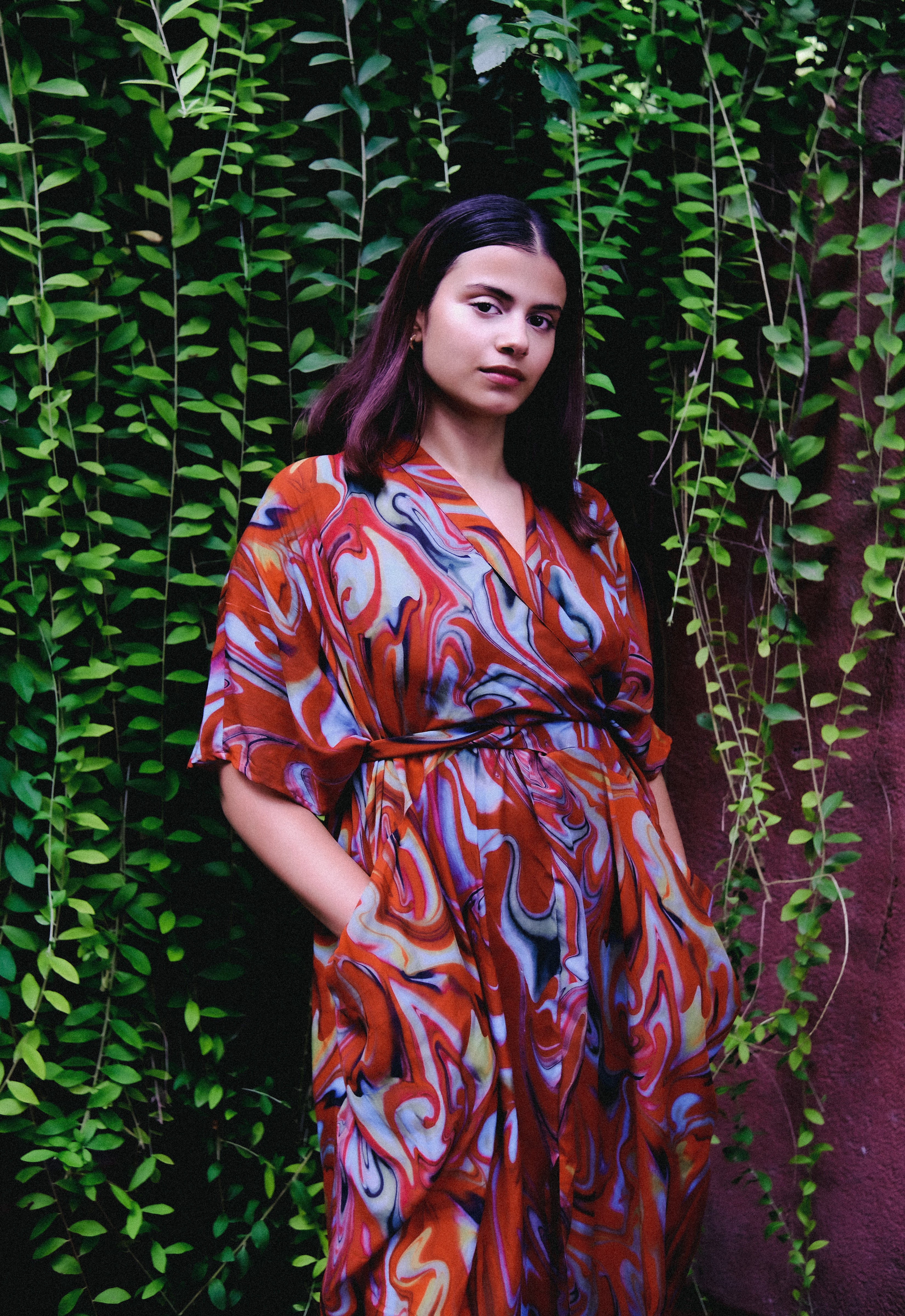 Cayenne Wave Front Or Back Tie Kaftaan Dress