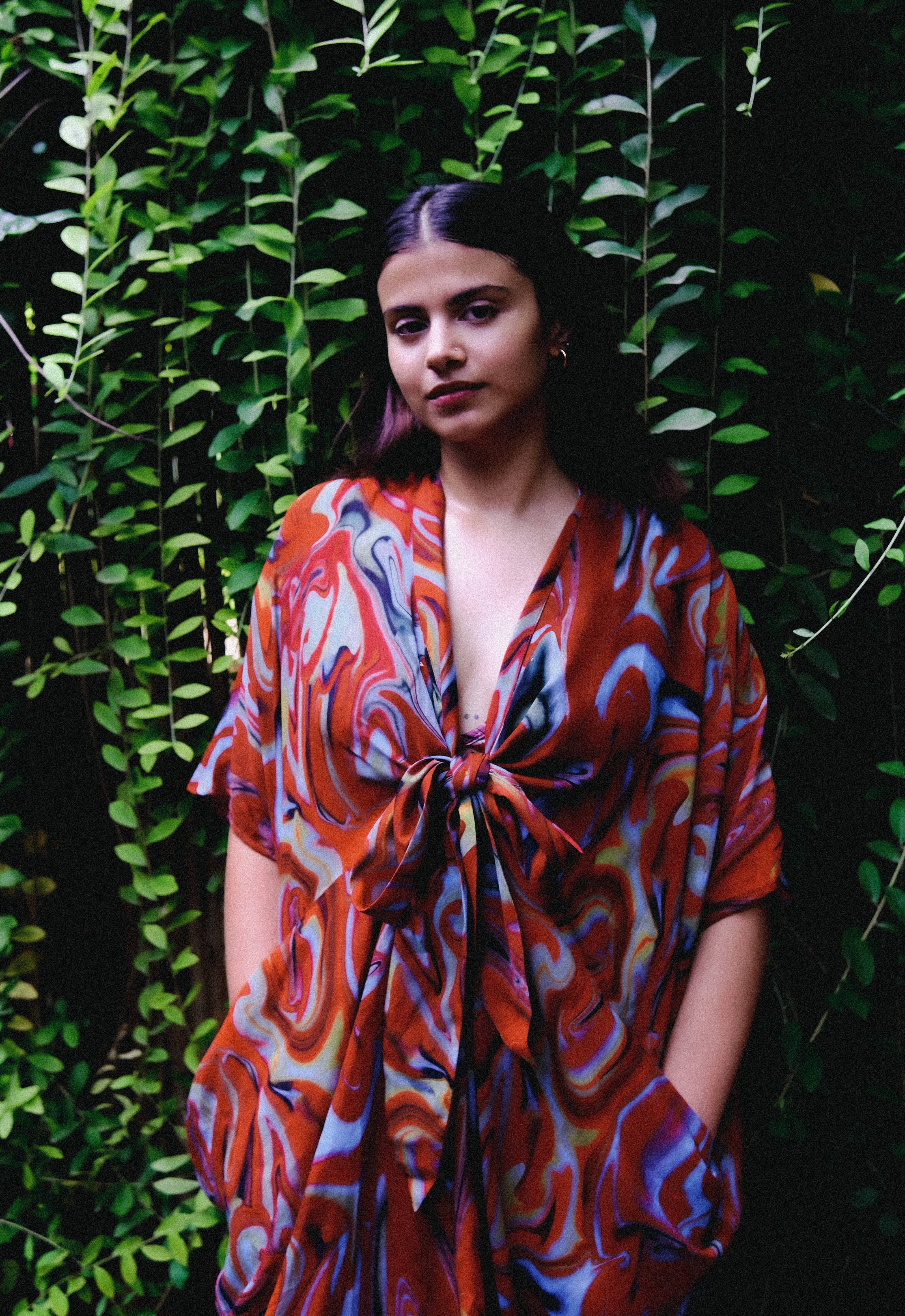 Cayenne Wave Front Or Back Tie Kaftaan Dress