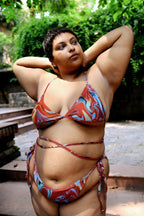Cayenne Wave Triangle Bikini Top With String Bikini Bottoms