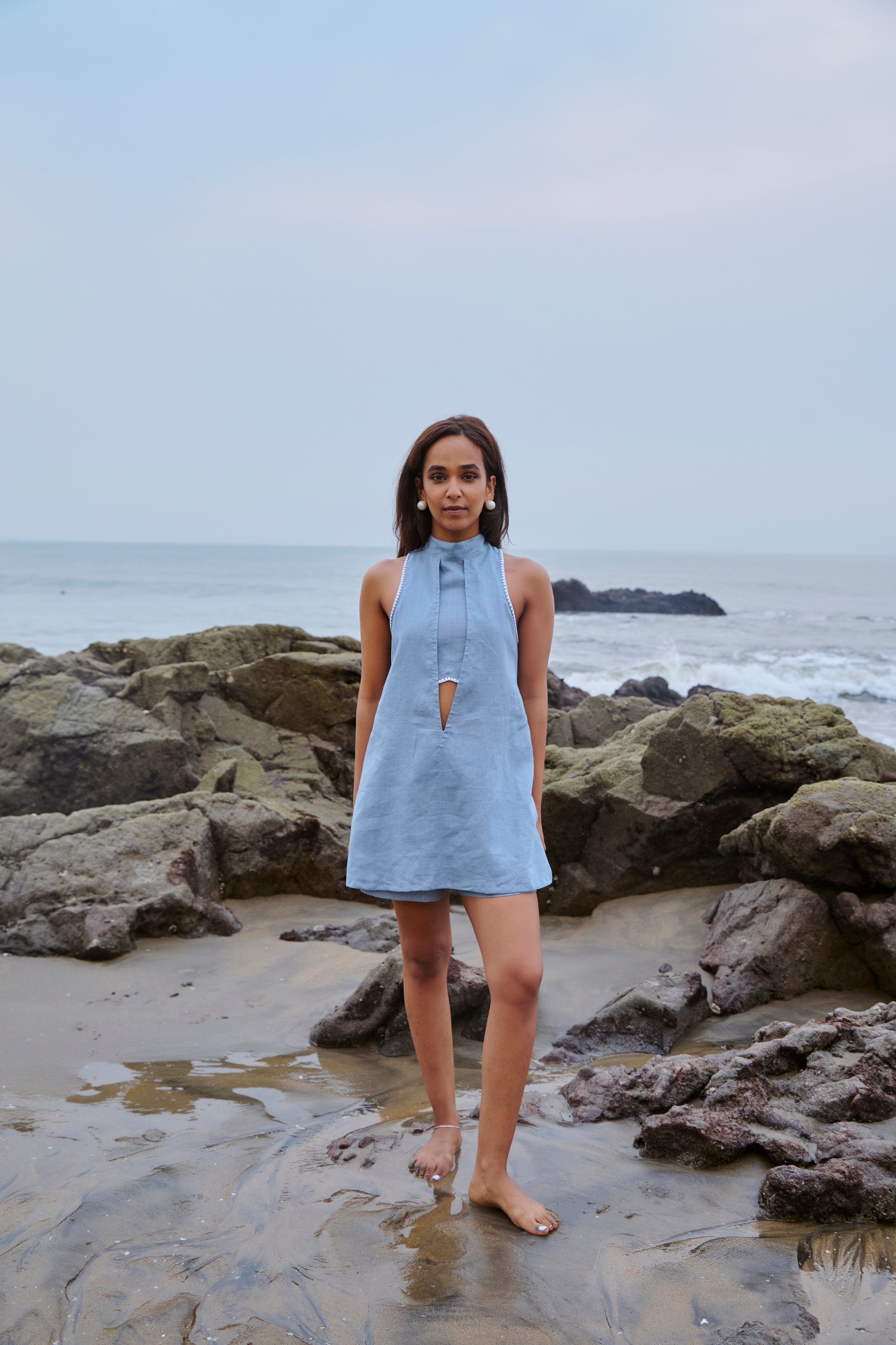 Ava Backless Top - Blue